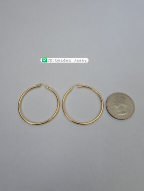 18K Real Gold Plain Hoop 36mm